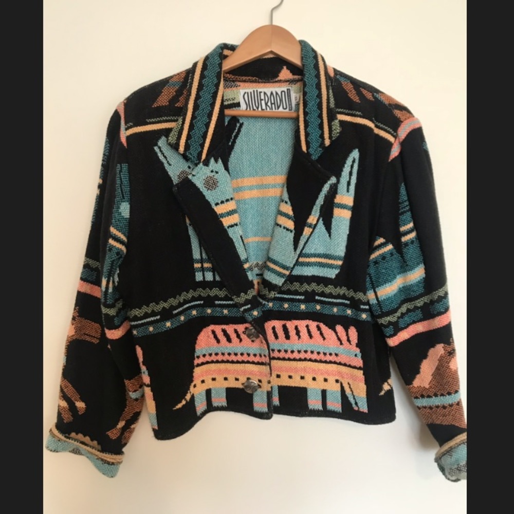 Vintage animal print cropped jacket